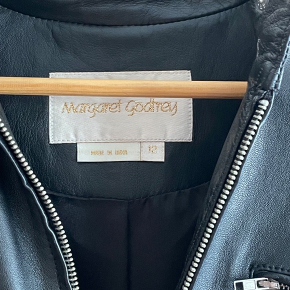 NEW Margaret Godfrey Black Leather Moto Jacket-size 12 - Picture 7 of 7